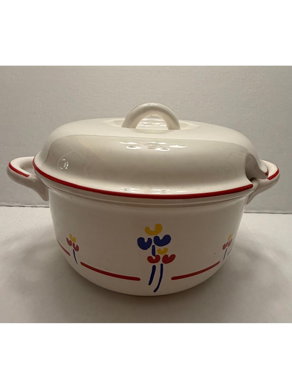 Vintage 1980s Riva Designs Tulips Covered Casserole Tureen Japan 9" MCM